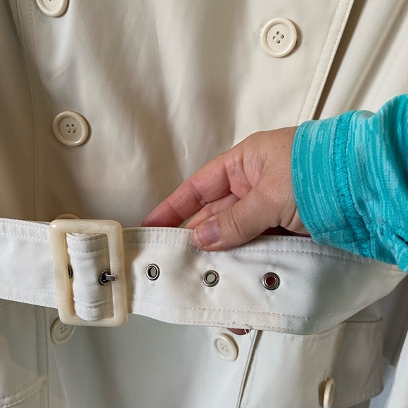 Esprit Trench Coat Off White Button Up Belted Size M - Picture 2 of 12